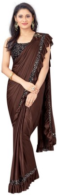 Btop Embellished Bollywood Lycra Blend Saree(Brown)