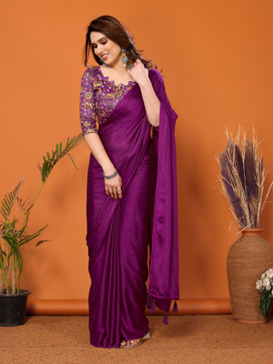 Shreesai Self Design Bollywood Polyester Saree(Magenta)