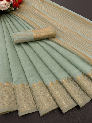 Soham Enterprise Woven Kanjivaram Pure Silk, Cotton Silk Saree(Light Green)