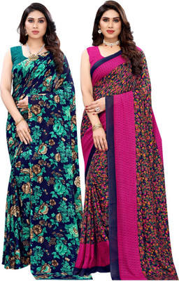 YASHIKA Printed Daily Wear Georgette Saree(Pack of 2, Multicolor)