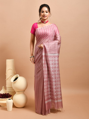 Rupeshwari Self Design Bollywood Silk Blend Saree(Orange)