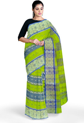 Ganesh plastic and industry Woven Tant Pure Cotton Saree(Multicolor)