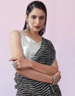 NESHVI ENTERPRISE Digital Print Bollywood Georgette Saree(Black)