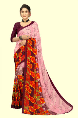 Vimalnath Synthetics Printed Daily Wear Georgette Saree(Pink)