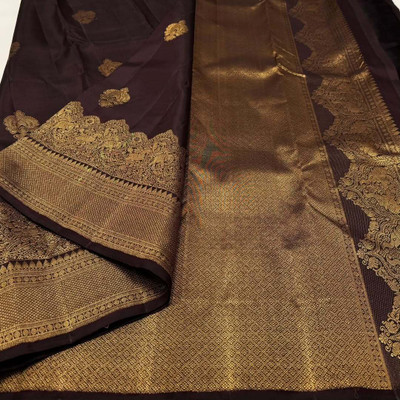 MIRMAN Woven Banarasi Pure Silk Saree(Brown)
