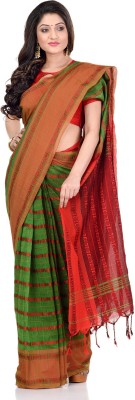 Desh Bidesh Striped, Self Design, Polka Print, Paisley Daily Wear Handloom Cotton Blend, Pure Cotton Saree(Multicolor)