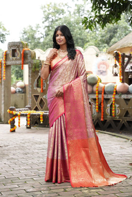 Damru trendz Woven Banarasi Jacquard Saree(Multicolor)
