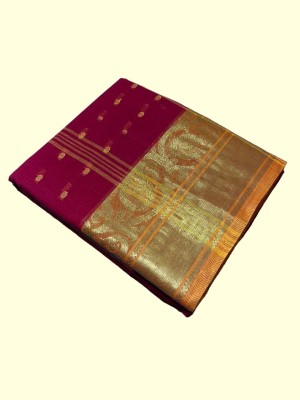 Puspa Fashion Self Design Tant Pure Cotton Saree(Maroon)