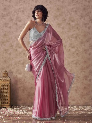 Tikhi Imli Self Design Bollywood Chiffon Saree(Pink)