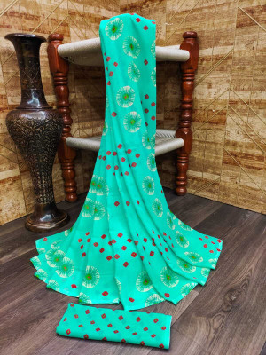 Kanooda Prints Printed Daily Wear Georgette Saree(Blue)