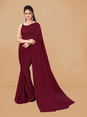 Moda Rapido Solid/Plain Daily Wear Georgette Saree(Maroon)