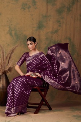 Divastri Woven Kanjivaram Silk Blend Saree(Purple)