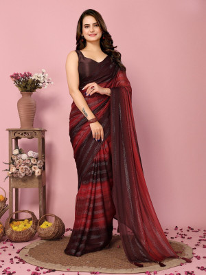 Upalksh Self Design Bollywood Nylon, Silk Blend Saree(Red)