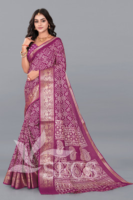 SFCS Printed Kalamkari Jacquard Saree(Purple)