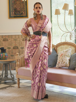 Sareemall Woven Banarasi Tissue Saree(Purple)