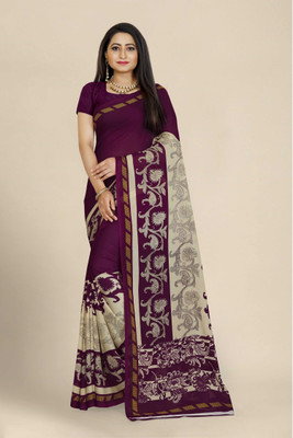 Suali Color Block Bhagalpuri Georgette Saree(Purple)