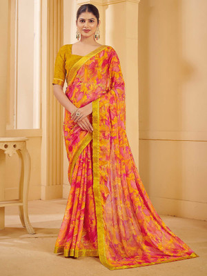 Tasrika Printed Chinnalapattu Chiffon Saree(Pink)