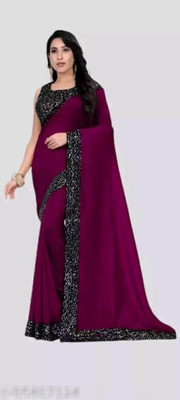 cpfashion Solid/Plain Banarasi Cotton Silk Saree(Purple)