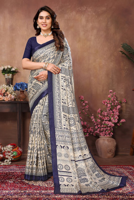 Vedant Vastram Self Design Bollywood Cotton Blend Saree(Blue)