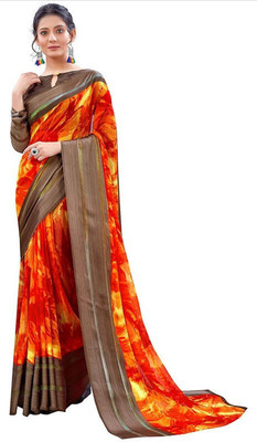 HouseOfCommon Printed Daily Wear Georgette Saree(Red)