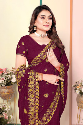 Radheradhey Embroidered Bollywood Georgette Saree(Purple)