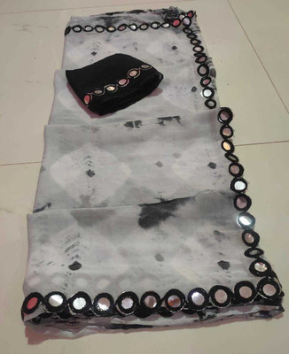 JMD Ent Woven Bandhani Chiffon Saree(Grey)