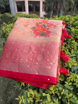 Banaras silk palace Digital Print Banarasi Organza Saree(Red)