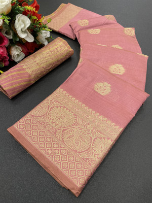 Soham Enterprise Printed Kanjivaram Cotton Silk, Silk Blend Saree(Magenta)