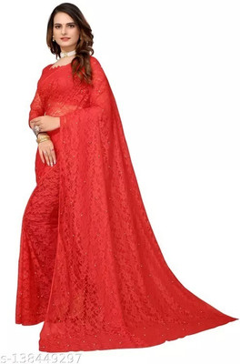 NEXA Woven Bollywood Net Saree(Red)