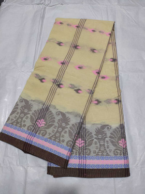 GHOSH TEXTILE Self Design Tant Pure Cotton Saree(Beige)