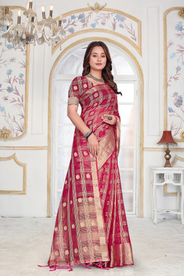 Aarunika IC Solid/Plain Bollywood Organza Saree(Multicolor)