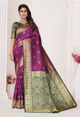 Shopwell Woven Patola Cotton Silk, Jacquard Saree(Multicolor)