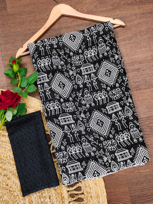 kashvi sarees Paisley, Floral Print, Geometric Print Daily Wear Georgette Saree(Black)