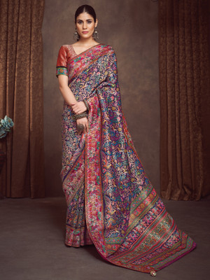 Sareemall Woven Banarasi Viscose Rayon Saree(Dark Blue)