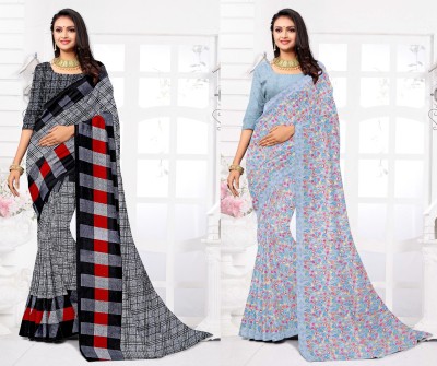 STYLEVEDA Paisley Daily Wear Georgette Saree(Pack of 2, Grey)