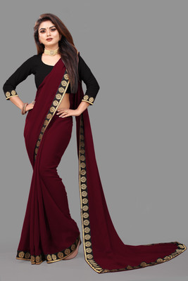 Jevlan Self Design Bollywood Georgette Saree(Maroon)