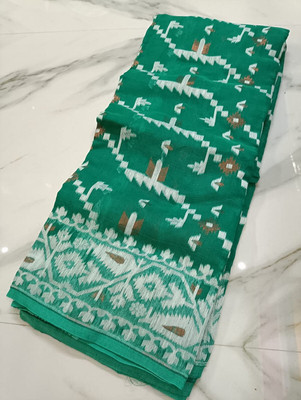 Happy Creation Printed Tant Handloom Cotton Blend Saree(Multicolor)