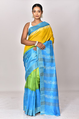 Ramshyam Collection Hand Painted Chanderi Chanderi Saree(Multicolor)