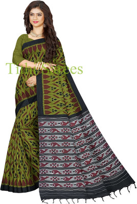 maadurga Printed Sambalpuri Cotton Blend Saree(Light Green)