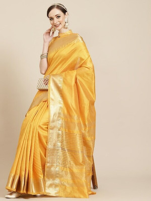 Divastri Printed Assam Silk Silk Blend Saree(Cream)