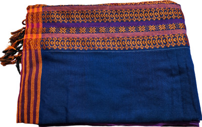 SOI Embroidered Handloom Pure Cotton Saree(Dark Blue)