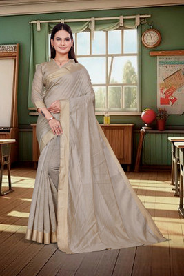Feminista Self Design, Woven Daily Wear Cotton Silk Saree(Beige)