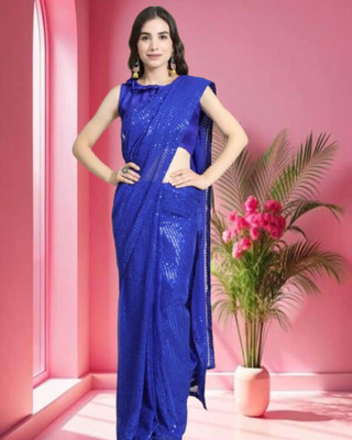 JAYAMENTERPRISE Embellished Bollywood Georgette Saree(Light Blue)