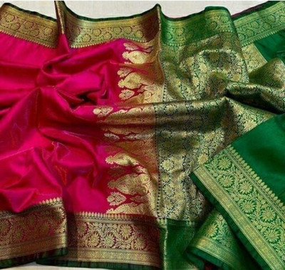 Dulhan Collection Woven Banarasi Handloom Satin Saree(Maroon)
