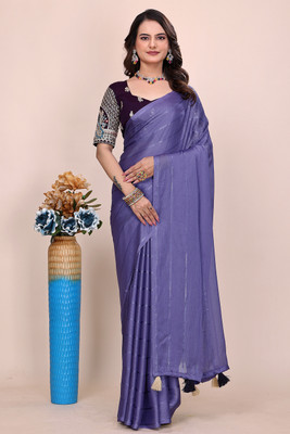 K 5 FASHION Embellished, Embroidered Bollywood Georgette Saree(Purple)