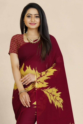SVB Sarees Printed Bandhani Georgette Saree(Maroon)