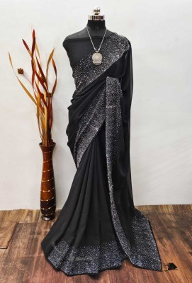 MAANVIT Embroidered Bollywood Georgette Saree(Black)