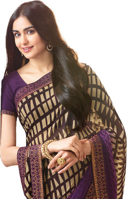 JVG CREATION Printed, Solid/Plain Bollywood Georgette, Chiffon Saree(Purple)