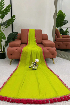 keshav piya fab Solid/Plain Bollywood Chiffon, Georgette Saree(Pack of 2, Light Green, Red)