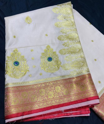 SHOPEEZY TEX FAB Woven Banarasi Silk Blend, Art Silk Saree(Cream)